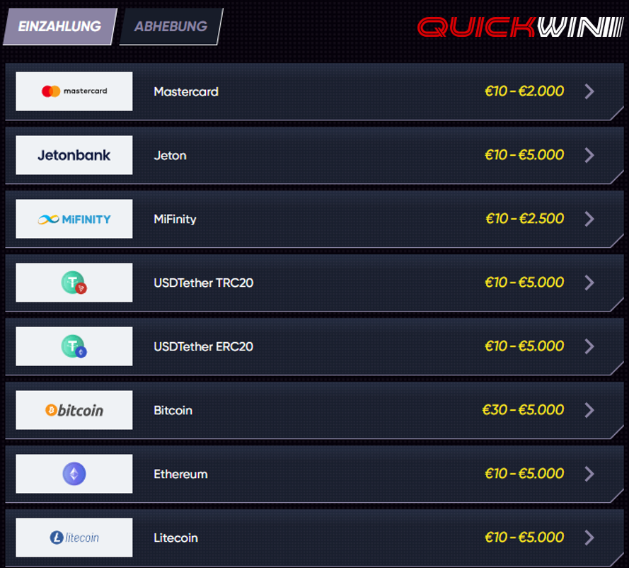quickwin casino zahlungsmethoden